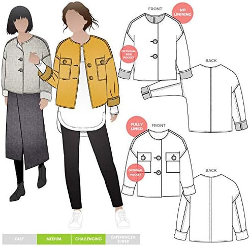 Style Arc Sewing Pattern - Adelaide Woven Jacket (Sizes 04-16)...