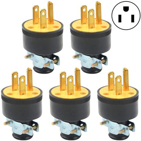 WMYCONGCONG 5 PCS 3-Wire Male Extension Cord Replacement Electrical Plugs End...