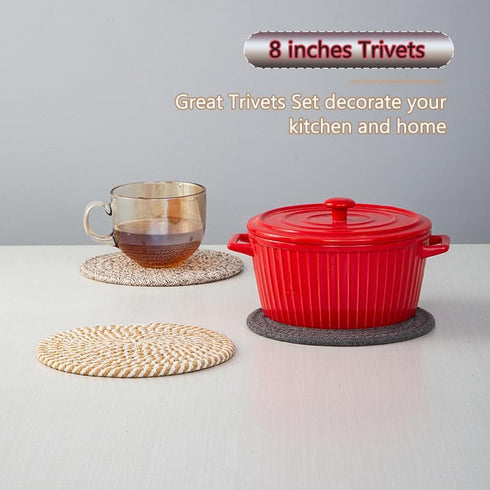 8" Trivet Mats Set for Hot Dishes, Hot Pots and Pans, 6 Heat Resistant Pot Holders, Anti Stain Hot Pads,Thick Heat Resistant Large Coaster, Home E...