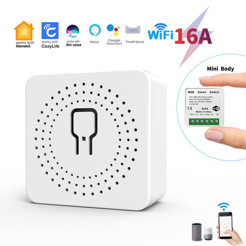 2 Pack HomeKit WiFi Relay Switch, Smart Mini Relay Wireless Light Switch Remote Control Voice Control Outlet Timer Work with Siri, Alexa and Googl...