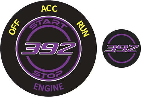 Car Push Start Button Cover for Dodge Challenger Charger Durango Accessories 2015-2024 - Engine Button Overlay Crazy Purple Emblem - 392 Style Bad...