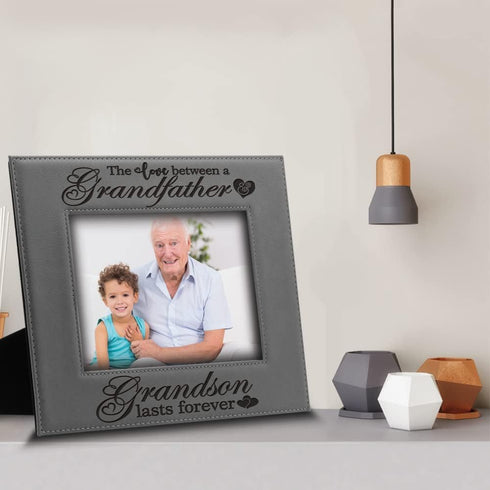 BELLA BUSTA-The Love Between a Grandfather & Granddaughter, Grandson Lasts Forever-Great Gift for Grandfather-Laser Engraved Leatherette Picture F...