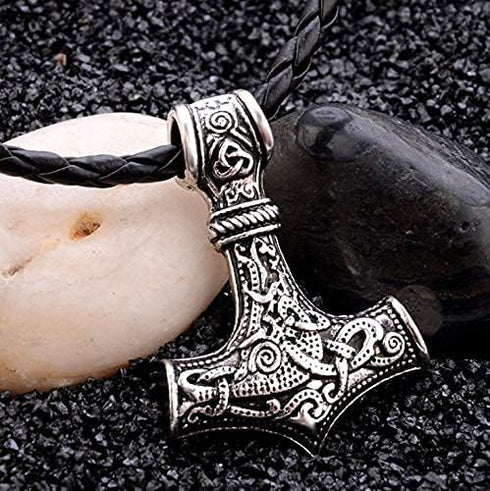 Nordic Vikings Thor's Hammer Necklace Animal Viking Mjolnir Pendant Necklace Talisman VKXL128...