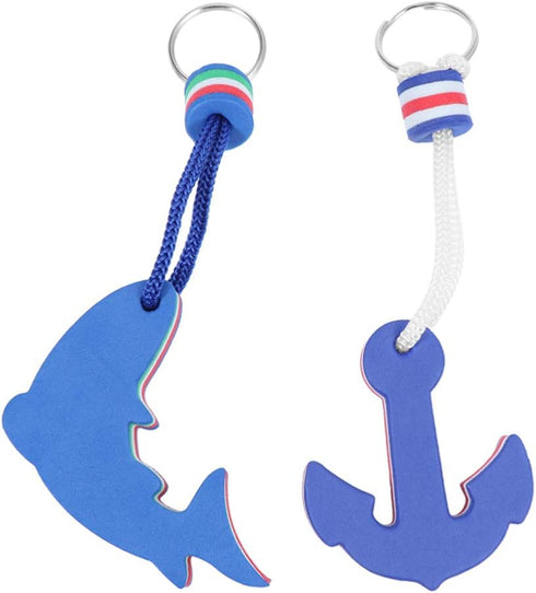 Floating Key Chain 2Pcs Floating Key Chains EVA Dolphin and Anchor Keyring Water Buoyant Keychain Floating Boat Keyrings for Boating Kayak Fishing...