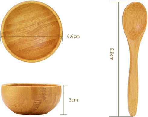 Mask Bowl- Cute Small Skin Care Mask Bowl Eco Bamboo Mask Mixing Tool Sets for Ladies Women DIY Cosmetic Tool Kit...