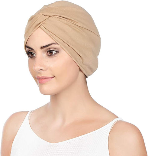 ® 3 Pieces Turbans for Women Soft Pre Tied Knot Fashion Pleated Cancer Turban Cap Chemo Headwrap Sleep Hat...