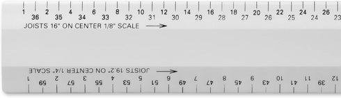 Alumicolor Architect 12 inch Bevel Ruler w/Joist/Truss Scale for Drawing, Drafting & Engineering, Calibrations Divided by (1/2, 1), (1/8, 1/4), Si...