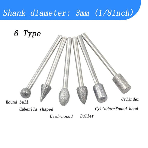 ?????? ???? 20 Pcs Diamond Burr Sets, 1/8 Inch Shank Stone Carving Sets Diamond Grinding Bits for Dremel Rotary Tools (120#)...