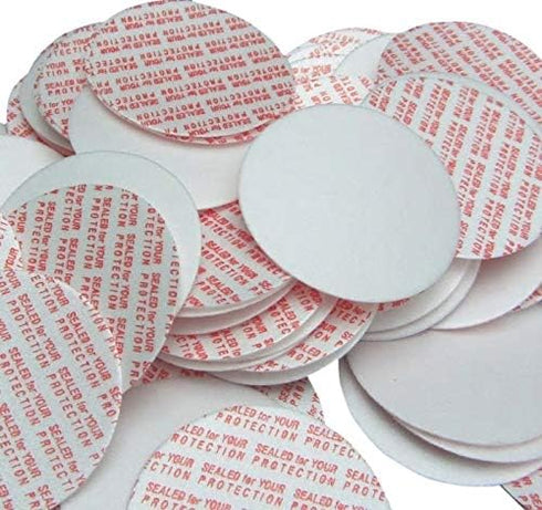 SanDaveVA 70mm Pressure Sensitive PS Foam Seals Cap Liners Tamper Seal Cap Liner Sealed for your Protection Red Print … (100)...