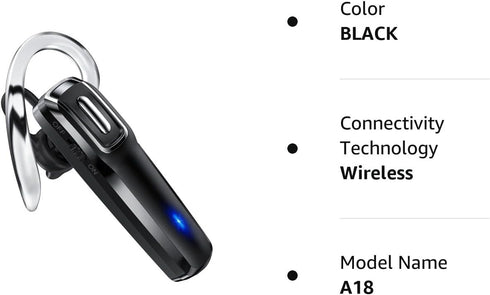 Wireless Headset, V5.0 Wireless Handsfree Earpiece with Microphone 14 Hrs Driving Headset 360 Hours Standby Time for iPhone Android Samsung Laptop...