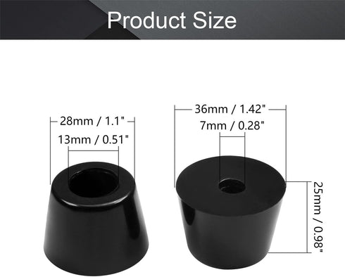 MroMax 4Pcs Rubber Feet Round Furniture Pads 1.42" W x 0.98" H Non Slip Bumper Feet Conical Recessed Protection for Furniture, Electronics and Cut...