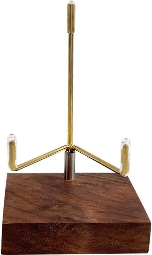 Adjustable Brass Crystal Display Stand with Walnut Base Mineral Specimens Display Stand Rock Display Easel Metal Display Holder for Stones Geodes ...
