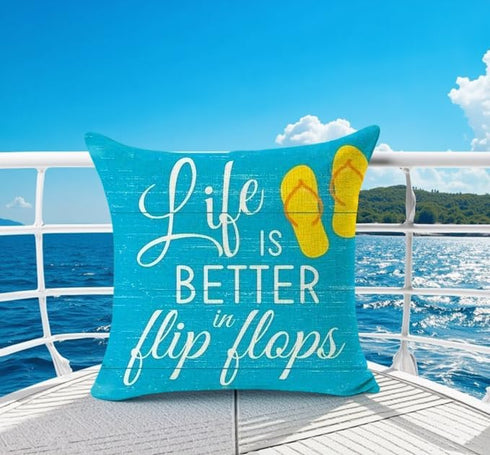 Bnitoam Summer Beach Phrases Best Gift Cotton Linen Square Decorative Throw Pillow Cover Cushion Case for Sofa Bed Couch Outdoor Pool 18 x 18 inch...
