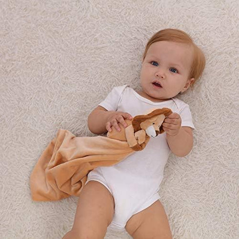 Apricot Lamb Stuffed Animals Security Blanket Yellow Lion Infant Nursery Character Blanket Luxury Snuggler Plush(Yellow Lion, 13 Inches)...