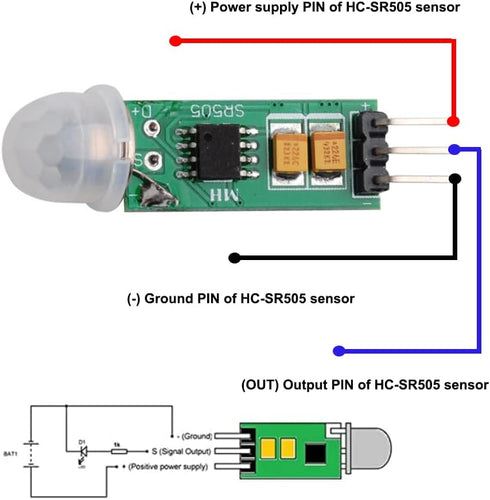 HC-SR505 Mini Infrared PIR Motion Sensor, Micro IR Pyroelectric Human Movement Detector Sensors Module (Pack of 5)...