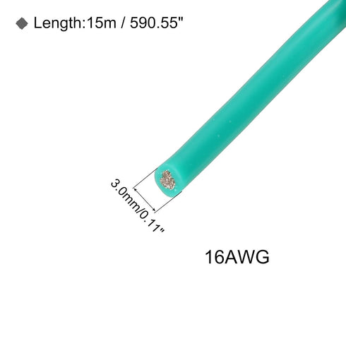MECCANIXITY 16 Gauge Wire Silicone Wire 16AWG Electrical Wire Stranded Wire High Temperature Hookup Wire Tinned Copper Wire 15m/50ft Green Spool f...