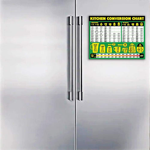 Kitchen Conversion Chart Magnet - Extra Large Easy to Read 11” x 8.5” Measurement Cheat Sheet for Cooking Baking & Reading Recipes - Convert Volum...