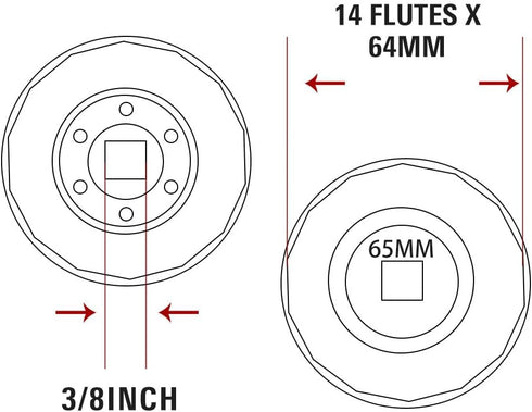Three T Oil Filter Wrench, Oil Filter Tool For Polaris All Vehicles 2520799 2540086 2830550 2-9/16 in. (65 mm) - 14 flute...