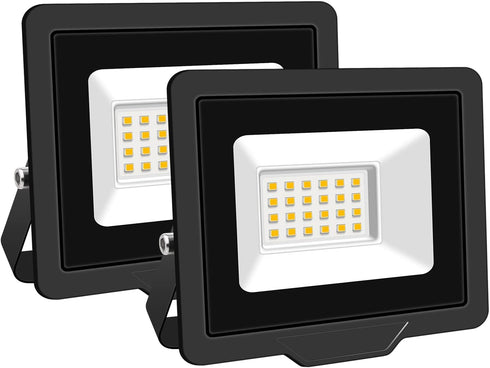 SKYWORLD 2 Pack LED Flood Lights Outdoor, 20W 2000LM LED Security Flood Light, 4000K Daylight Warm White IP66 Waterproof Lighting Outside for Gard...