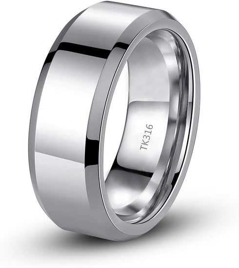 MABELLA His Hers Stainless Steel Men's Band Women Cubic Zirconia Round Cut Wedding Engagement Ring Set...