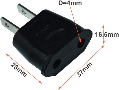 Socket Plug Adapter Europe EU Euro to US Travel Charger AC Power Converter 2PCS(Black)...