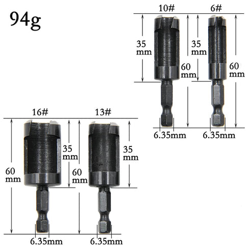 8Pcs Wood Plug Cutter, Carbon Steel Straight and Taper Claw Drill Bit Set Woodworking Hole Saw Cutting Tool 1/4" 3/8" 1/2" 5/8" (Metric 6mm 10mm 1...