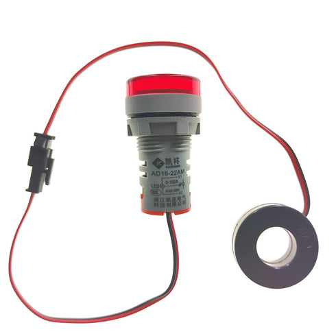 3pcs Digital Display AC Current Indicator, 22mm Round Head LED Current Tester 0~100A Ammeter Monitor (Red)...