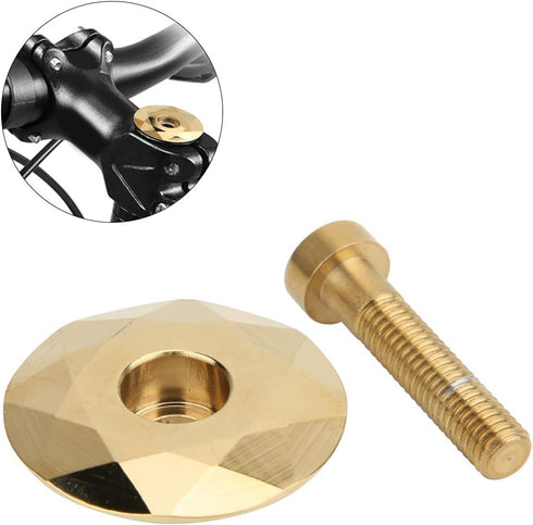 Bicycle Al Alloy Headset Topcover & Screw Mountain Bike Headset Stem Topcover Cover for Bicycle Modification Accessories(gold)...