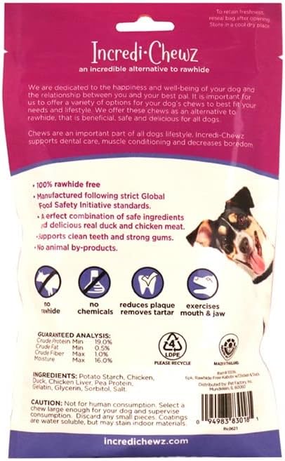 Pet Factory IncrediChewz Rawhide-Free 5.5" Twist Sticks Dog Chew Treats w/ Real Duck Meat Wrap - 10 Count/1 Pack...