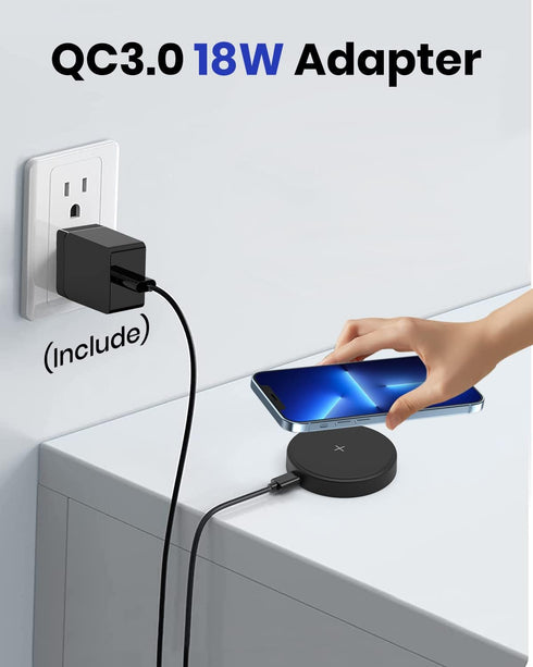 Mag Safe Magnetic Wireless Charger - Charging Pad with Kickstand for iPhone 15/14/13/13 Mini/13 Pro/13 Pro Max/iPhone 12/12 Mini/12 Pro Max (Inclu...