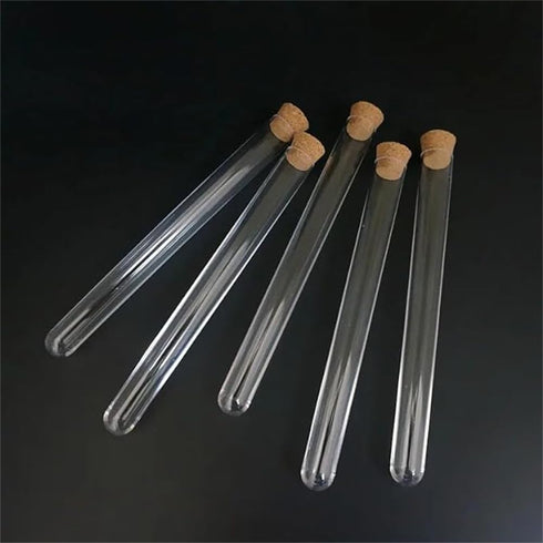 10Pcs Clear Plastic Test Tubes with Cork Stoppers, 15x150mm 13ml, Good Seal for Jewelry Seed Beads Powder Spice Liquid Storage, Lab Use or Decorat...