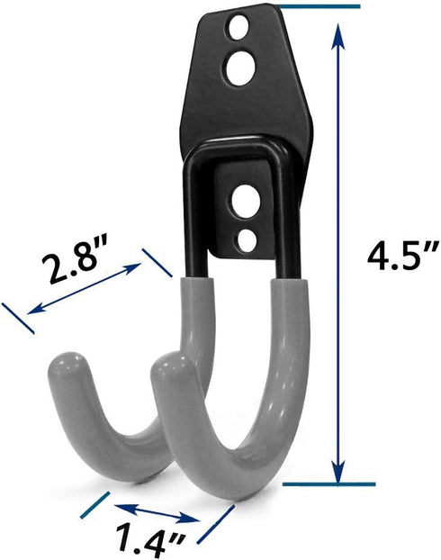 2 Pack Garage Storage Utility Hooks?Garage Garden Tool Organizer?Steel Wall Mount Hooks, Garden Small U Hooks (Black) (Type O-Gray)...