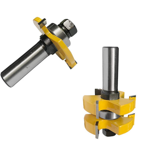 2pcs 1/2” Shank Tongue Groove Router Bit 3 Teeth Adjustable T Shape Panel Cabinet Door Flooring Wood Milling Tenon Cutter Woodworking Tools...