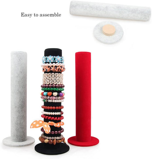 Velvet Vertical Tower Jewelry Bracelet Display Stand Bangle T-Bar Display Holder (Black)...