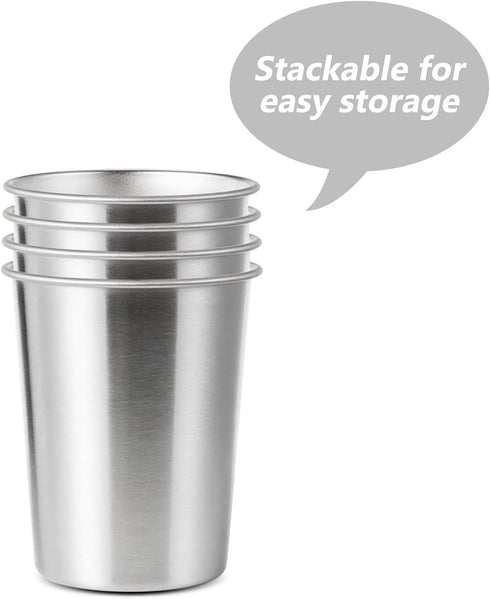 4Pack 6oz Small Stainless Steel Cups, BPA Free Healthy Pint Drinking Cups Metal Drinking Glasses For Kids (Silver, 170ml/6oz)...
