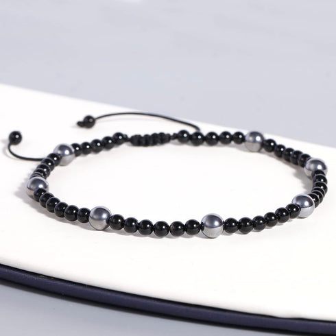 Black Agate/Terahertz Adjustable Ankle Bracelets for Women Spiritual Real Crystals Beaded Anklet Handmade Beach Foot Simple Jewelry...