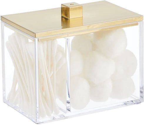 mDesign Modern Square Bathroom Vanity Countertop Storage Organizer Canister Jar for Cotton Swabs, Rounds, Balls, Makeup Sponges, Bath Salts - 2 Di...