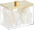 mDesign Modern Square Bathroom Vanity Countertop Storage Organizer Canister Jar for Cotton Swabs, Rounds, Balls, Makeup Sponges, Bath Salts - 2 Di...
