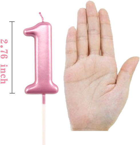 1st Birthday Candle First Year Pink Happy Birthday Number One Candles for Cake Topper Decoration for Party Kids Adults Numeral 1 10 100 11 21 16 1...