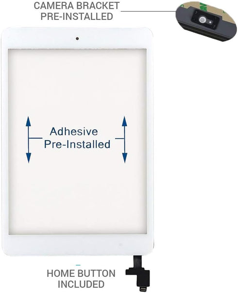for iPad Mini 1/iPad Mini 2 Screen Replacement,A1432 A1454 A1455 A1489 A1490, Touchscreen Digitizer (White), with Home Button, Full Repair Kit...