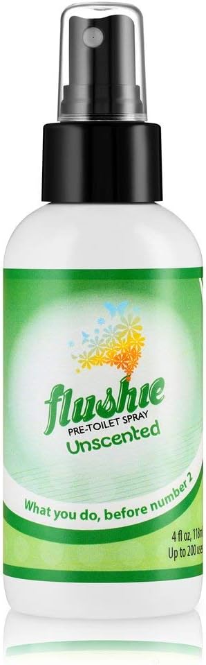 Flushie Pre-Toilet Spray 8-Ounce Bottle, Bathroom Deodorizer Perfect for Travel 8oz 1 Pack (Unscented, 1 Pack)...