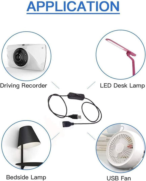 USB Extension Cable 2Pcs with ON/Off Switch USB Male to Female Cable Support for LED Desk Lamp, LED Strips etc(39.5inch)...