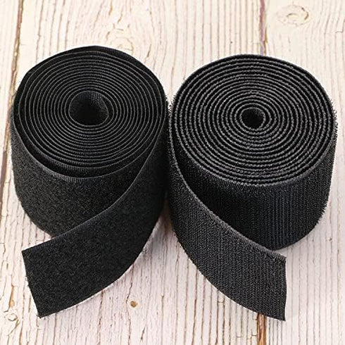 2 Inch Width Black Sew on Hook Fastener Loop Strips Non-Adhesive Back Nylon Fabric Tape for Bag, Clothes, Shoe, DIY Craft,2 Yard Length...
