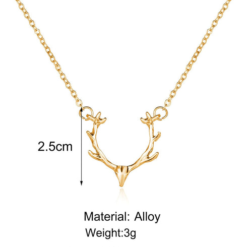 Boho Deer Antler Choker Necklace Gold Elk Head Pendant Necklace Bohemia Antler Deer Choker Cute Animal Necklace Chain Jewelry for Women and Girls...