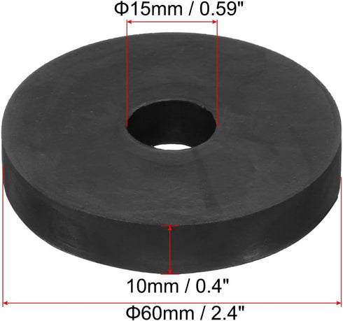 PATIKIL Multi Purpose Rubber Spacer, 6 Pcs 2.4"OD 0.59"ID 0.4"Thickness Neoprene Round Anti-Vibration Isolation Pads Isolator Rubber Bushings Spac...