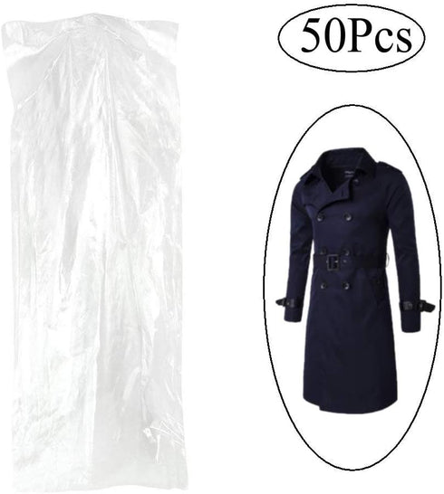 Pack of 50 Garment Bag,Transparent Suit Bag,Clothing Cover,Gown and Dress Storage Bag (60 × 120 cm)...