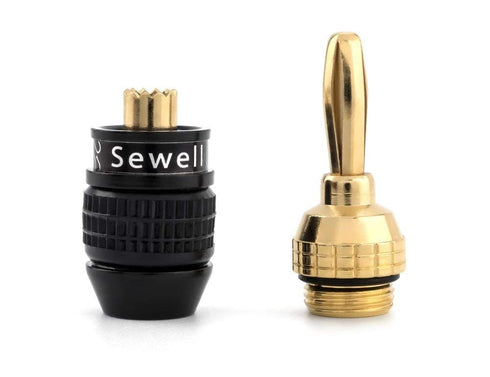 Deadbolt Banana Plugs 5-Pairs by Sewell, Gold Plated Speaker Plugs, Quick Connect...