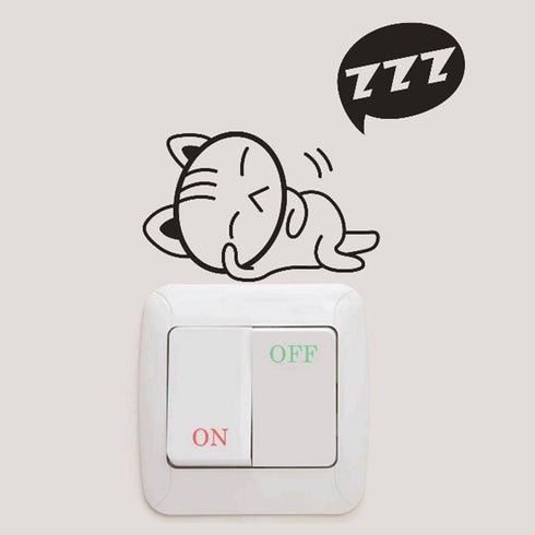 Removable Switch Sticker, 4 Pcs Cute Black Sleeping Cats Cartoon Wall Sticker, Light Switch Decor Decals, Family DIY Decor Art Car Stickers Home D...