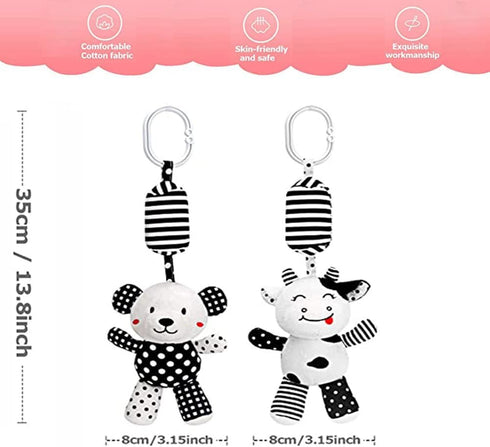 Baby Car Seat Toys, Black White Stroller Toy Stretch Baby Spiral Plush Toys, Hanging Rattle Toys for Crib Mobile, Newborn Sensory Toy Best Gift fo...