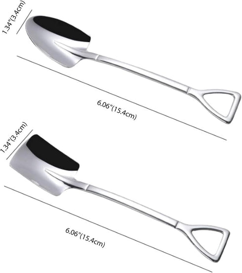 Dessert Spoon Set, 4 Pcs 6" Stainless Steel Spoons, Ice Cream Fruit Spoon for Home, Kitchen or Restaurant (Round Point Shovel 4 pcs)...